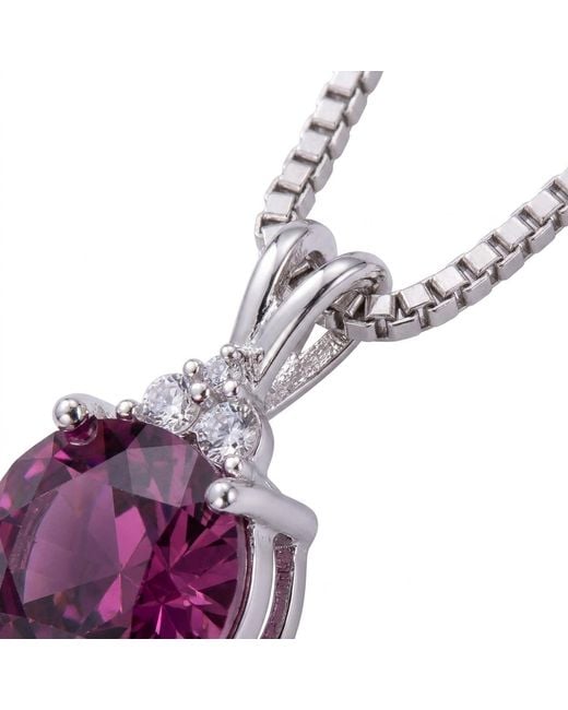 Modenaire Metallic Amethyst Round Butterfly Accent Pendant Necklace