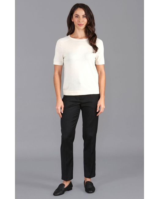 Paul James Knitwear White Neutrals Ultra Fine Cotton Cassie Saddle Shoulder Knitted T-Shirt