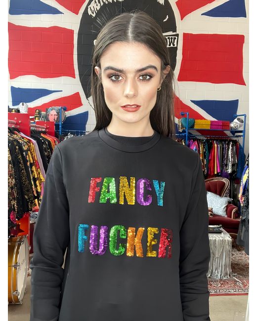 Any Old Iron Gray Rainbow Fancy Fucker Sequin Sweatshirt