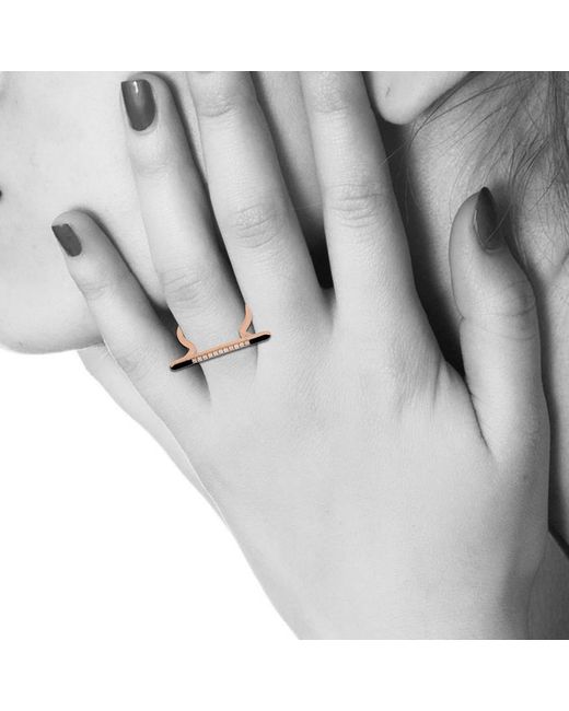 Artisan Brown Rose Diamond Bar Ring With Enamel
