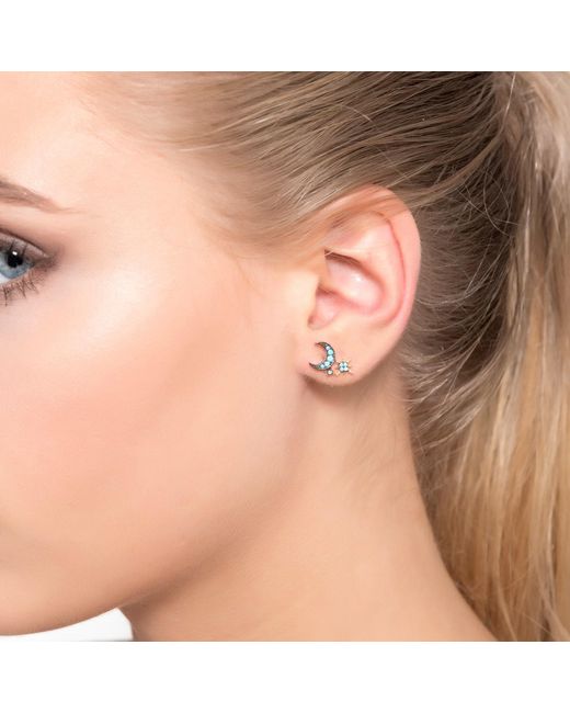 Latelita London Multicolor Moon & Starburst Small Stud Earrings Turquoise