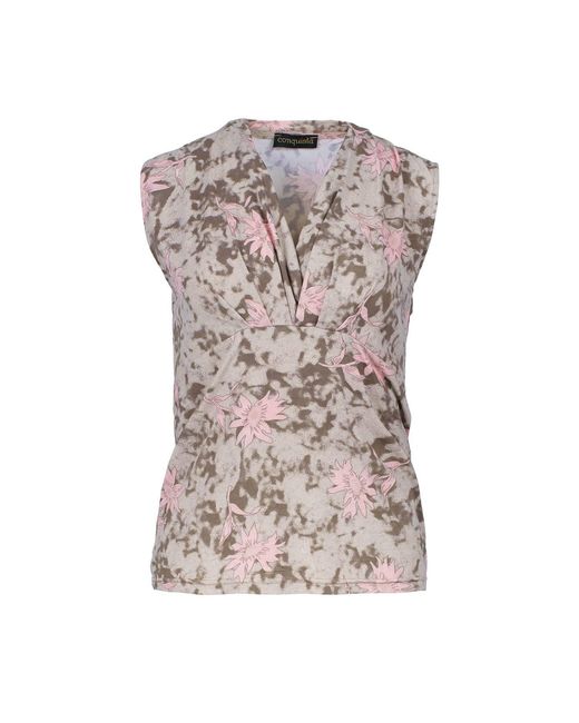 Conquista Pink Neutrals Floral Polyamide Jersey Sleeveless Top