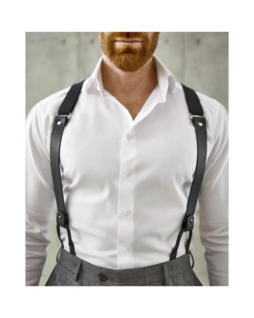 Badass & Goddess Leather Black Leather Front Suspenders for men
