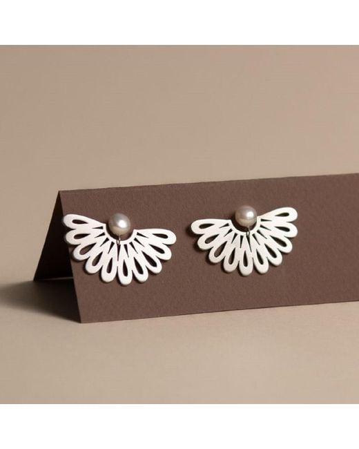 Silver Moon Metallic Pearl Wings Sterling Earrings