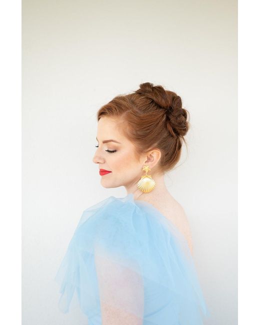 The Pink Reef Metallic Large Starfish Shell Earring