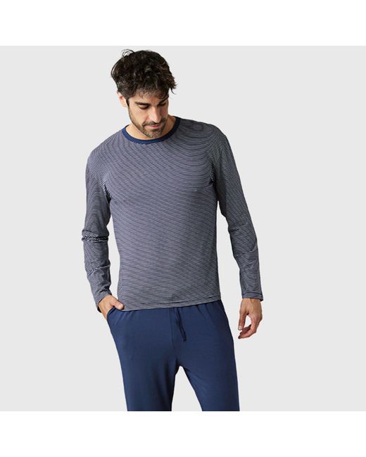 Zd - Zero Defects Blue Long Modal Pyjamas Gentle for men