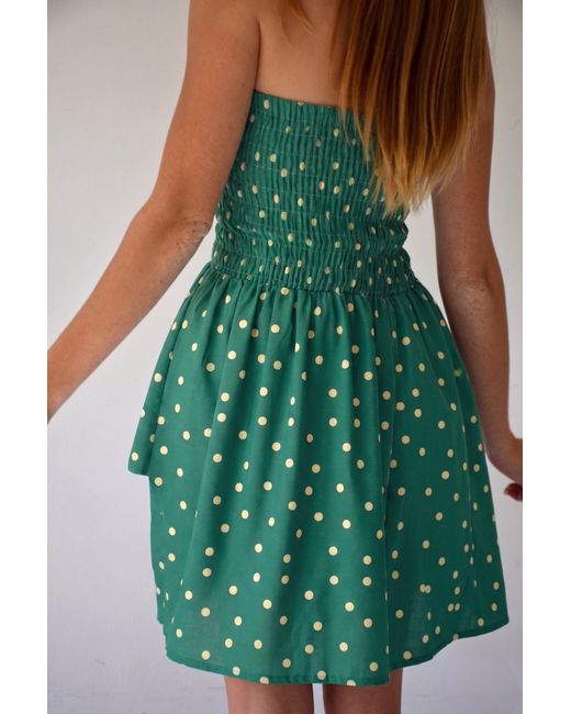 Mind Traveler Green Emily Polka Dot Short Dress