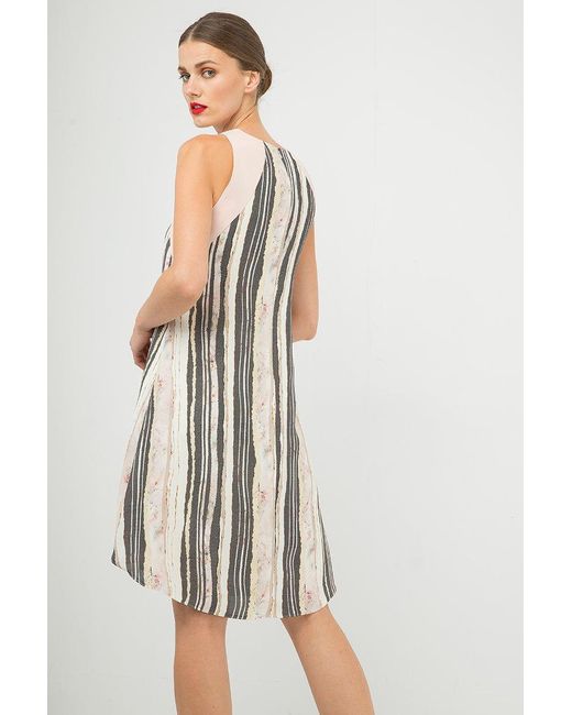 Conquista White Summer Striped A Line Dress