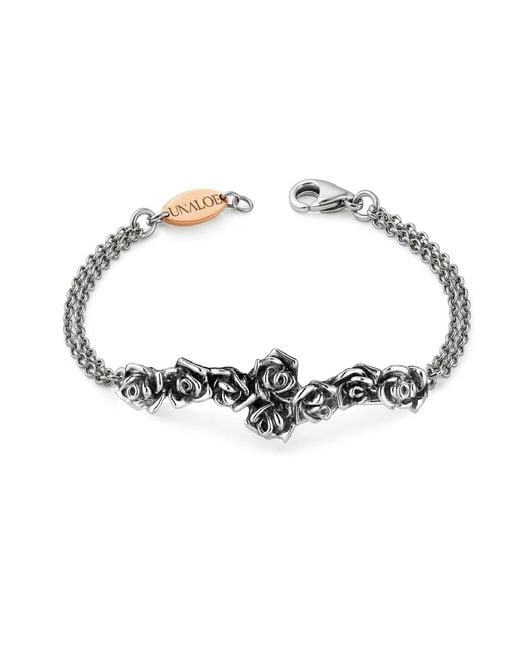 Unaloe Metallic Sterling Rose Chain Bracelet Olimpic – Handmade Italian Floral Jewelry