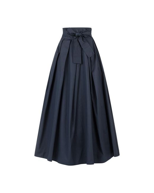 Nikka Place Blue Cotton Maxi Skirt With High Waist