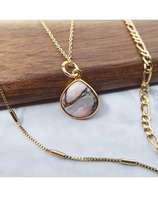 Harfi Metallic Vermeil Plated Opal October Birthstone Necklace