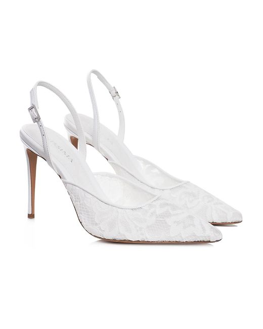 Ginissima White Ines Lace Slingbacks