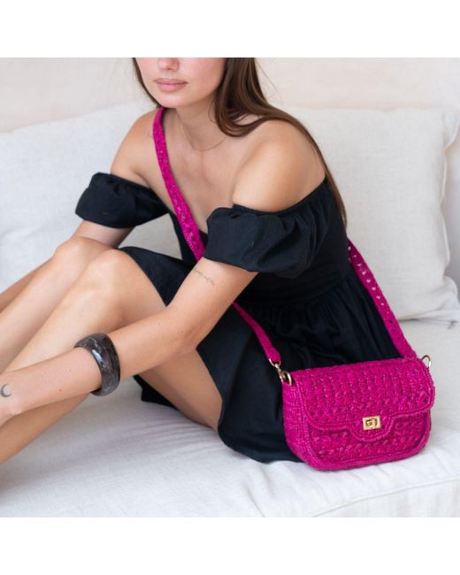 Zanatany Concepts Pink Cassie Raffia Bag