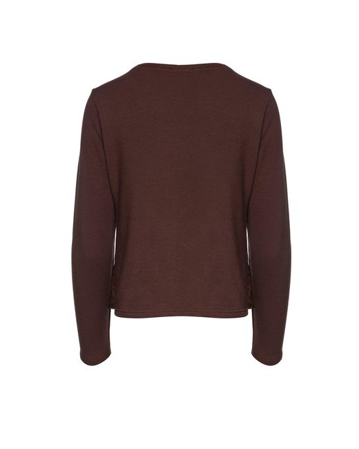 Conquista Brown Chocolate Faux Leather Detail Top