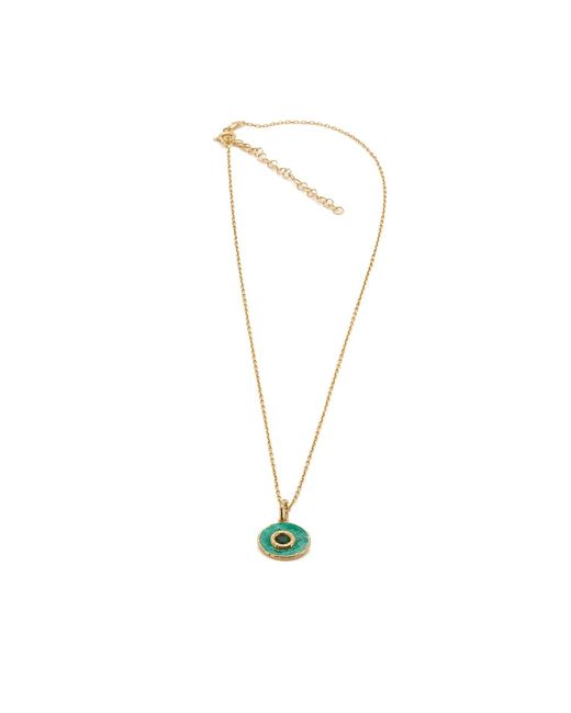 Ebru Jewelry Green Enamel Evil Eye Pendant Gold Chain Necklace