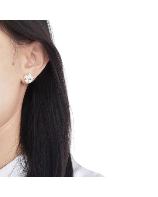 POPORCELAIN Metallic Mini Porcelain Daisy Stud Earrings