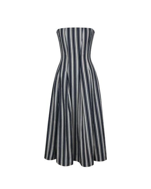 Miss Circle New York Multicolor Wyanne & Linen Striped Strapless Midi Dress
