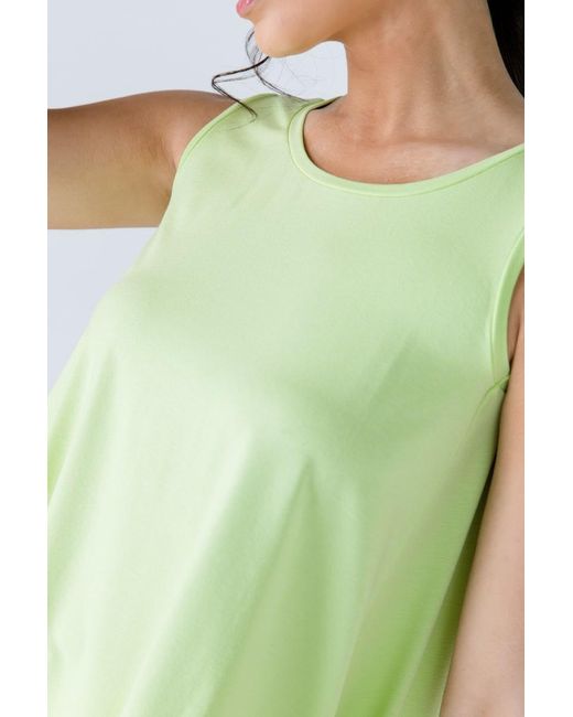 Conquista Green Sleeveless Top With Rounded Hemline