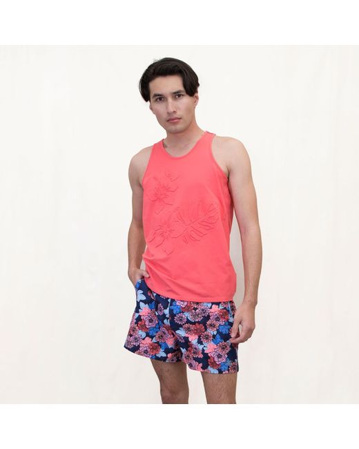 Lords of Harlech Blue Quack Snap Floral Swim Short for men