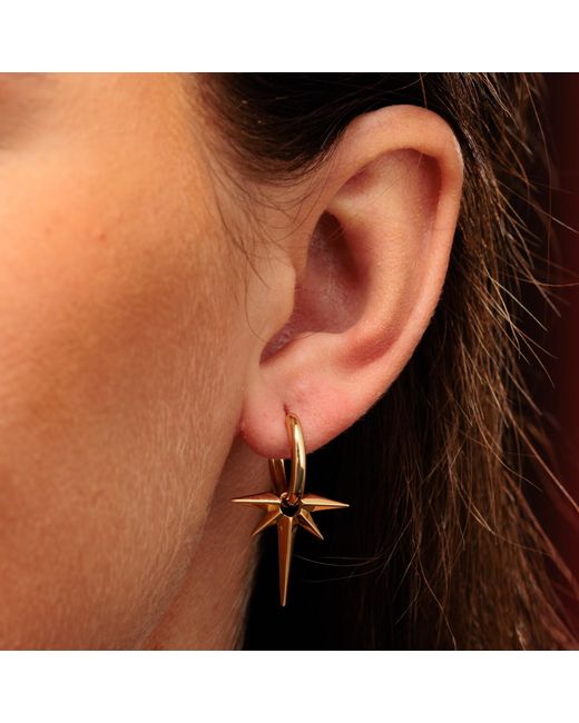 Scream Pretty Metallic Angel Star Charm Hoop Earrings