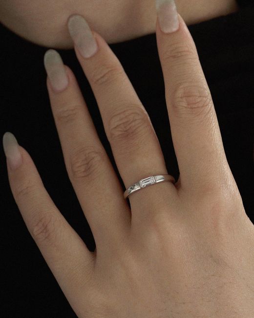 Diamonbliss White Marilyn Monroe Solo Baguette Dainty Stackable Ring