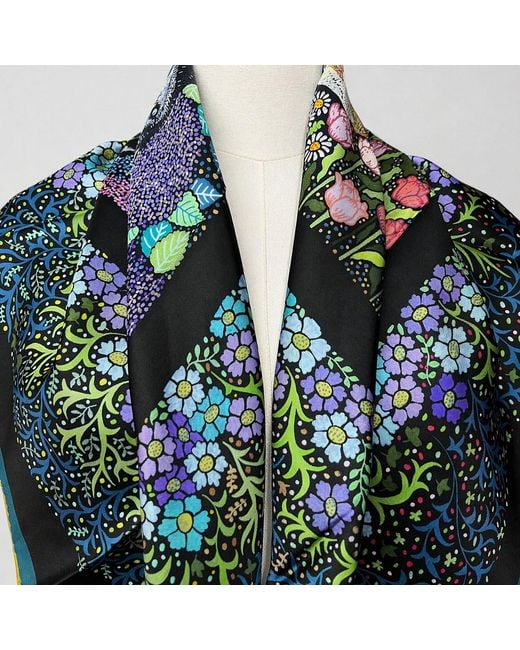 Wenzi Multicolor Whiskered Court The Canine Chapter Hand Painted Pattern Silk Twill Scarf