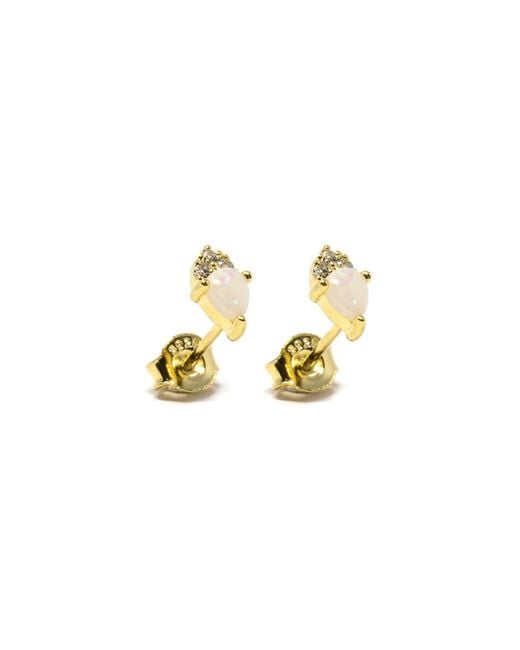 NASI SILVER Metallic Pear Atarah Studs- Opal & Topaz