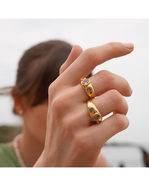 LINYA JEWELLERY Metallic Rosie Stone Signet Ring