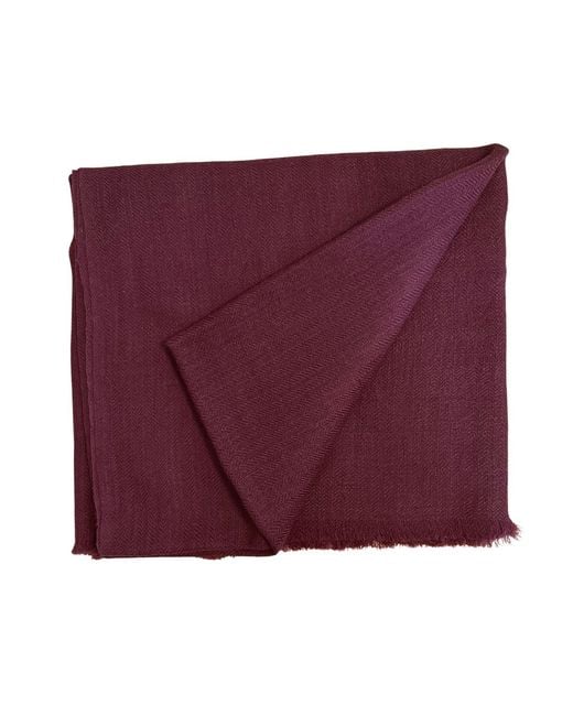 Heritagemoda Purple Neutrals Burgundy Handwoven Wool-Silk Scarf