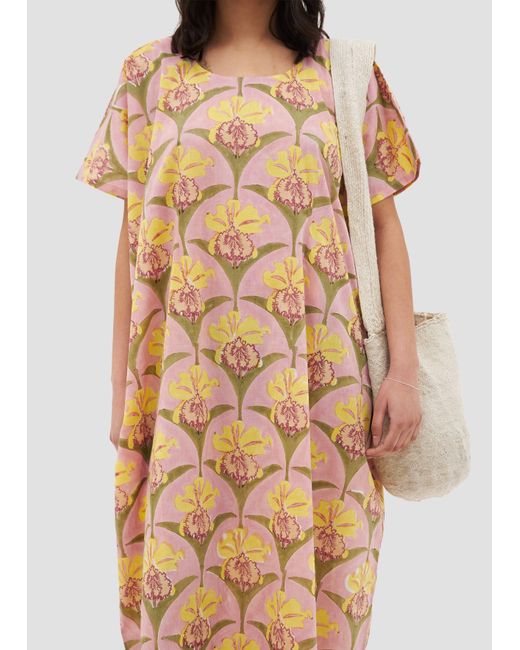 Manuela Cabrales Metallic Trianae Block Print Kaftan