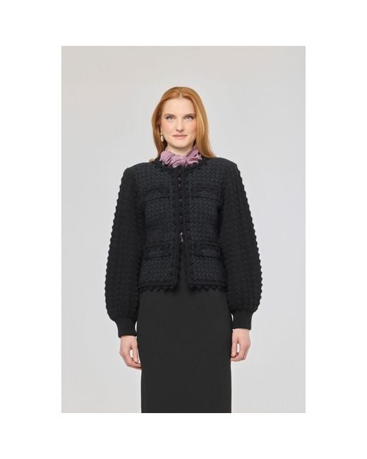 The Extreme Collection Black Tweed-Style Structured Cardigan Kingston