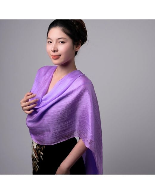 Silk and Bears Purple Silk Scarf – Hand-Dyed Mulberry Silk Evening Shawl, Wedding Guest Wrap