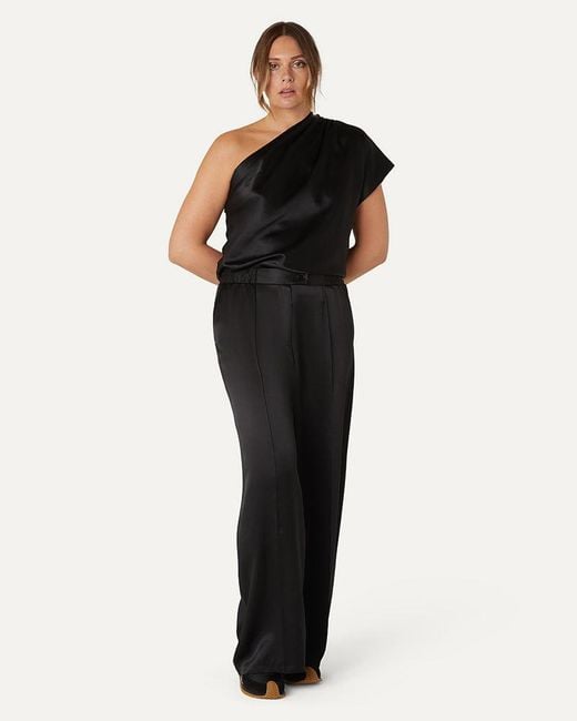 The Summer Edit Black Lexi Sports Luxe Silk Trouser