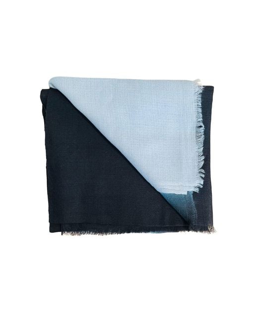 Heritagemoda Blue Neutrals Featherlight Wool Silk Scarf