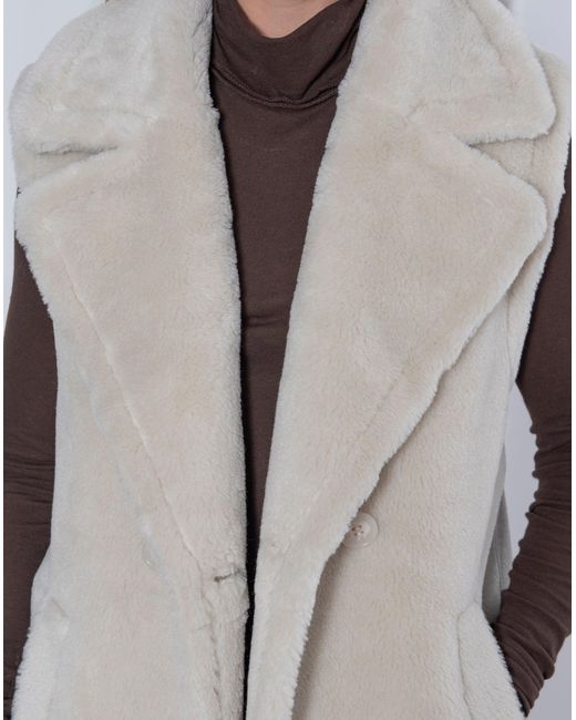 ISSY LONDON White Neutrals Rita Faux Shearling Gilet Stone