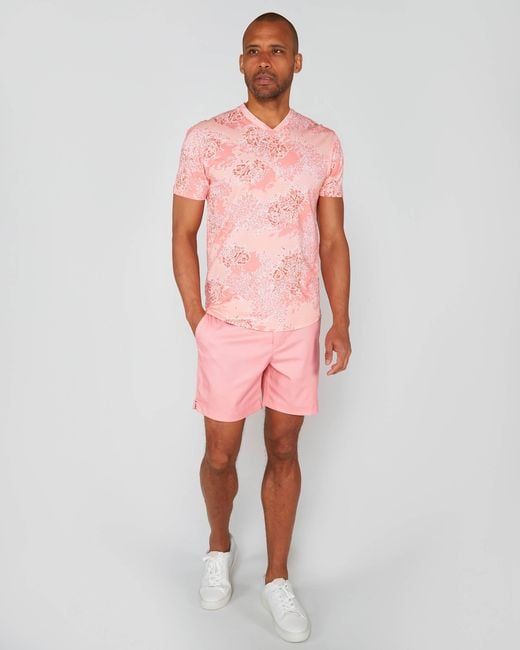 Lords of Harlech Pink Maze Bouquet Island V-Neck Tee for men