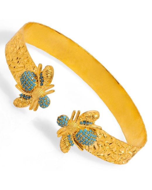 Ebru Jewelry Metallic Mystic Design & Honey Bee Cuff Bracelet