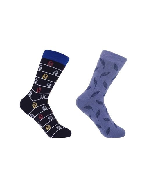 Peper Harow - Made in England Blue Christmas Tree & Leaf Socks Bundle