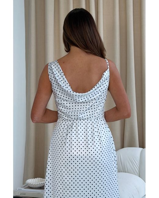 Girl In Mind White Senna Asymmetric Double Cowl Maxi Dress Spot