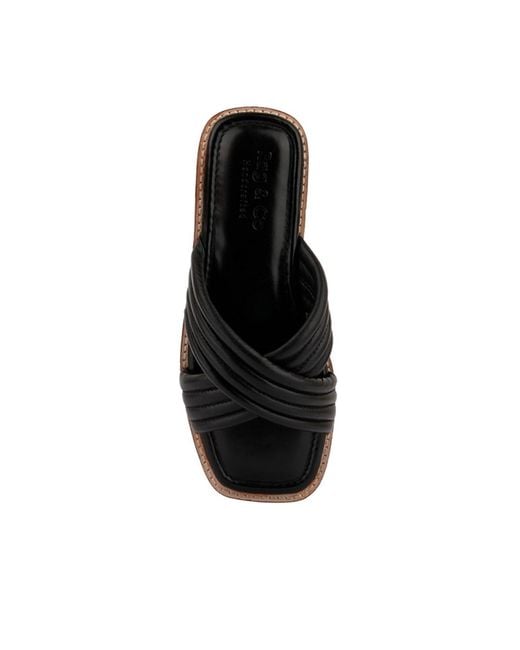 Rag & Co Black Eura Quilted Leather Flats By Rag & Co
