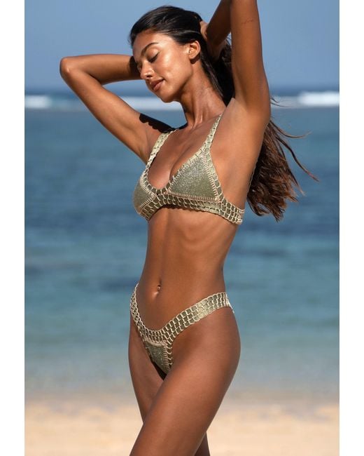 Luxsea Swimwear Metallic Paros Khaki Lurex Crochet Bikini Bottom
