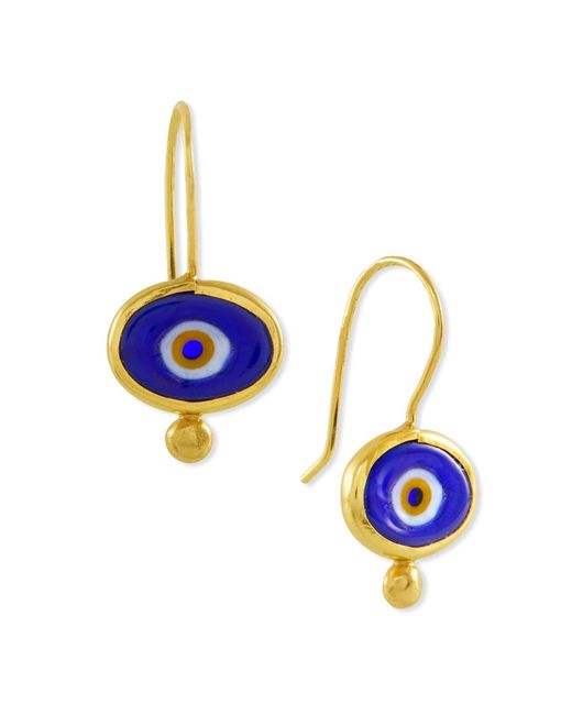 Ottoman Hands Blue Alara Evil Eye Navy Drop Earrings