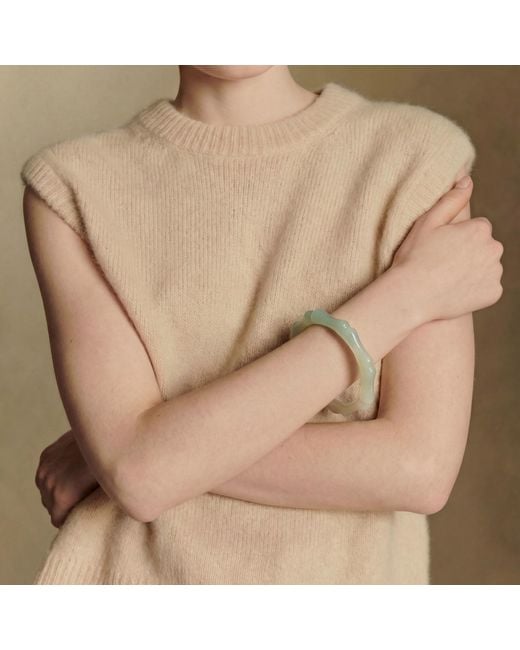 seree Blue Bambam Bamboo Shaped Skinny Jade Stone Bangle