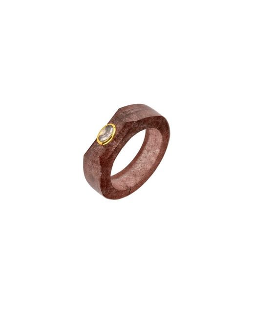 Lavani Jewels Brown Mulberry Strawberry Quartz Ring Medium Size