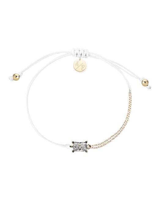 Adriana Pappas Designs Metallic Cz Emerald Cut Bracelet On Colored Cord