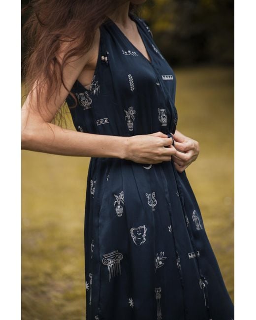 Em & Shi Blue Athena Wrap Dress