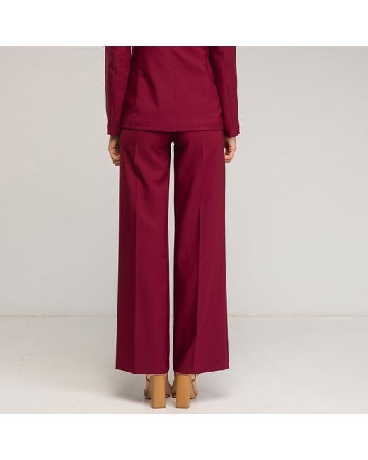 Tantra Spain Sl Red Straight-Cut Dress Trousers With Waistband, Burgandy