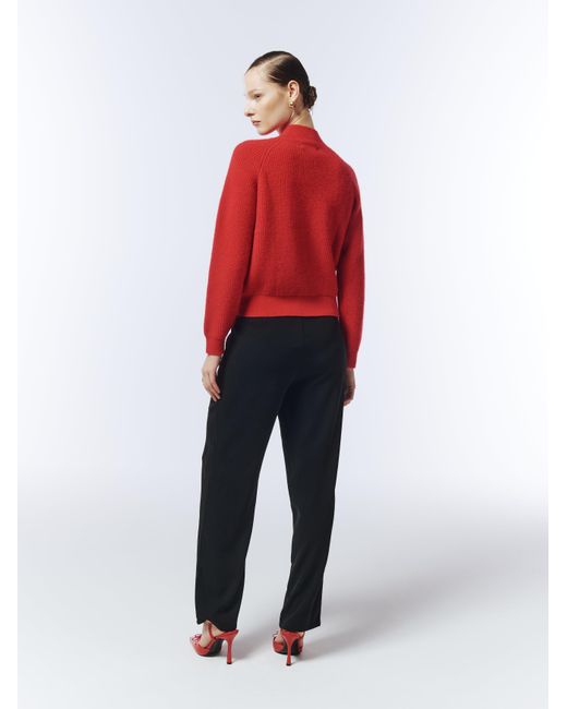 Sour Figs Red Shoulder-Detail Bobble-Knit Jumper