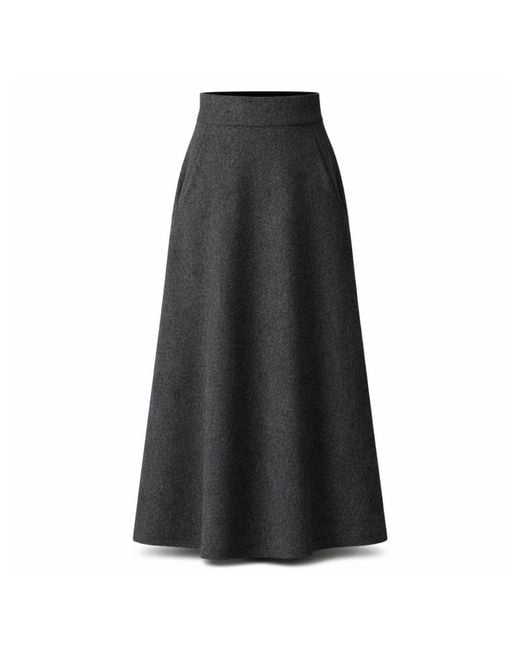 Nikka Place Black Long Wool A-Line Skirt With High Waist And Pockets