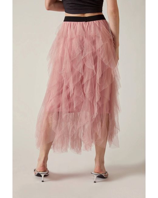 James Lakeland Pink Tulle Ruffle Midi Skirt